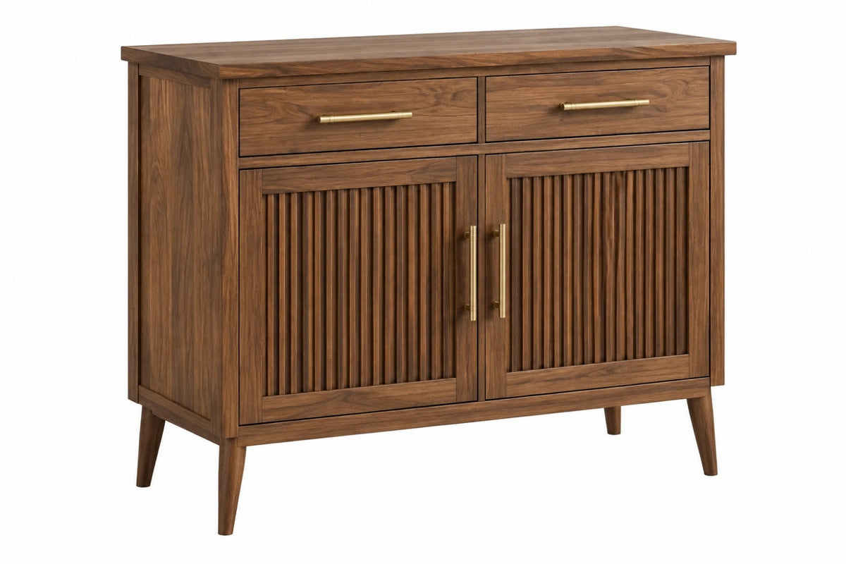 Credenza 120 x 45 x 90 cm in legno marrone con 2 ante e 2 cassetti stile moderno