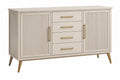 Credenza 160 x 40 x 85 cm in legno beige con ante scanalate e cassetti stile moderno