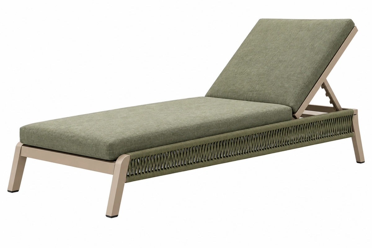 Lettino prendisole 200 x 70 cm in metallo verde oliva con schienale regolabile per esterno