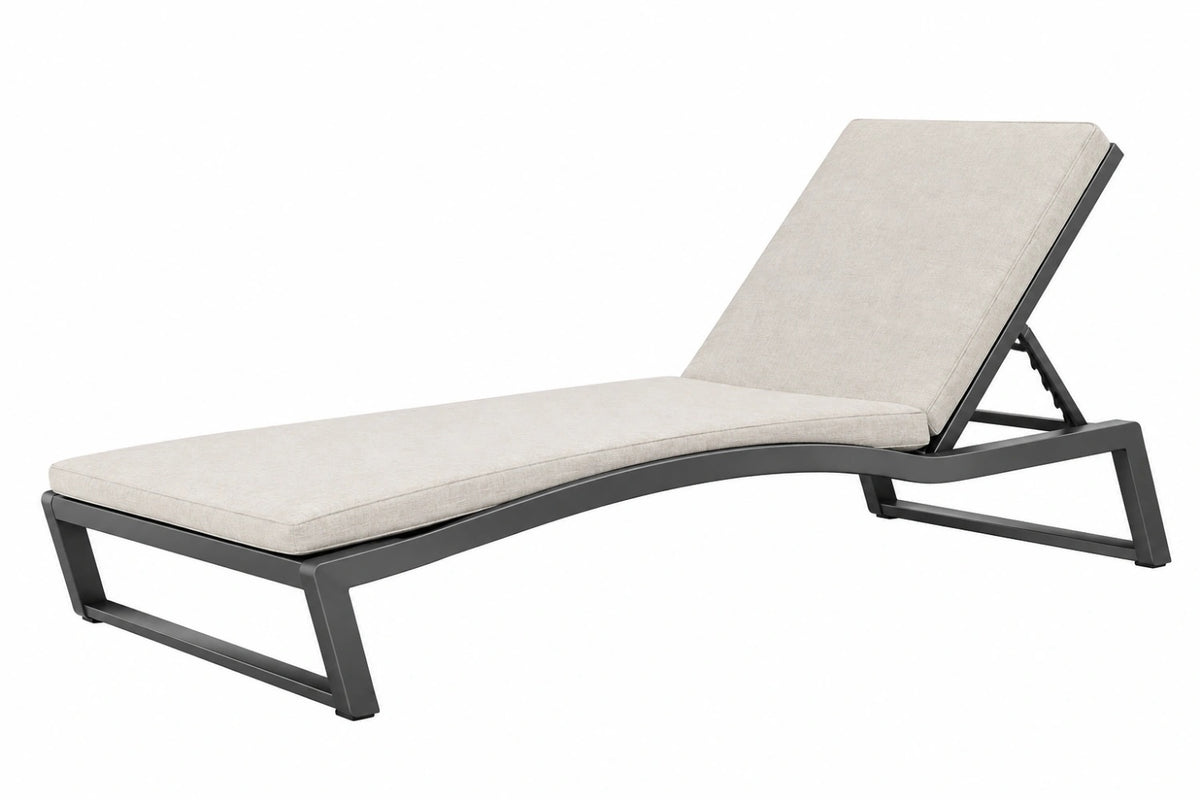 Lettino prendisole 195 x 65 x 95 cm in metallo grigio chiaro con schienale regolabile per esterno