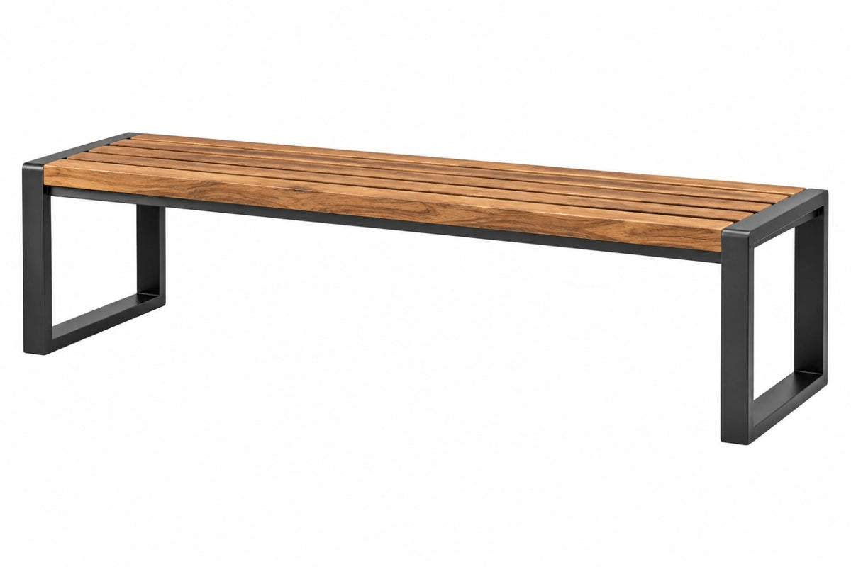 Panca da giardino 180 x 40 x 45 cm in legno e metallo marrone e nero stile industriale