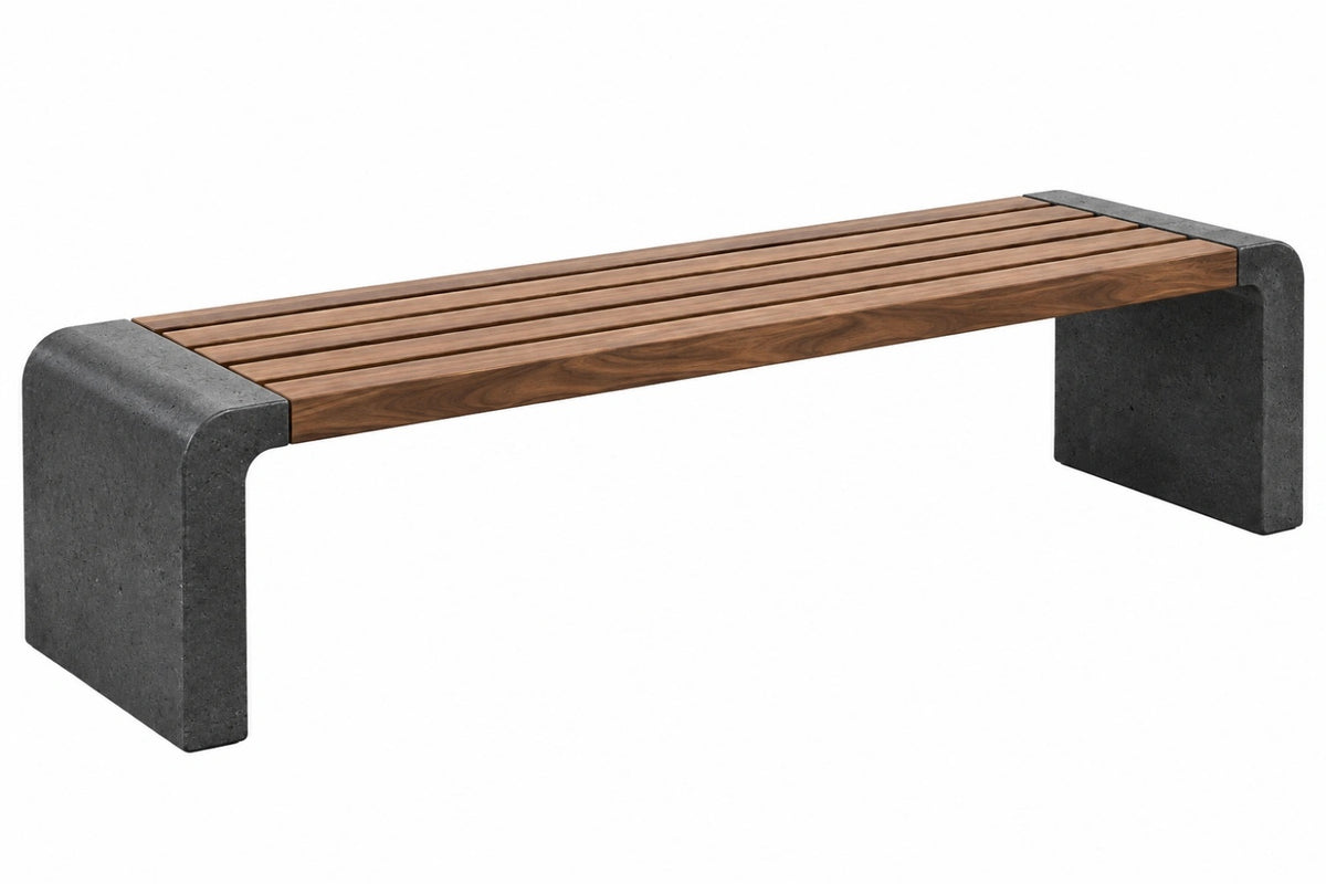 Panca da giardino 180 x 40 x 45 cm in legno e calcestruzzo marrone/grigio stile industriale