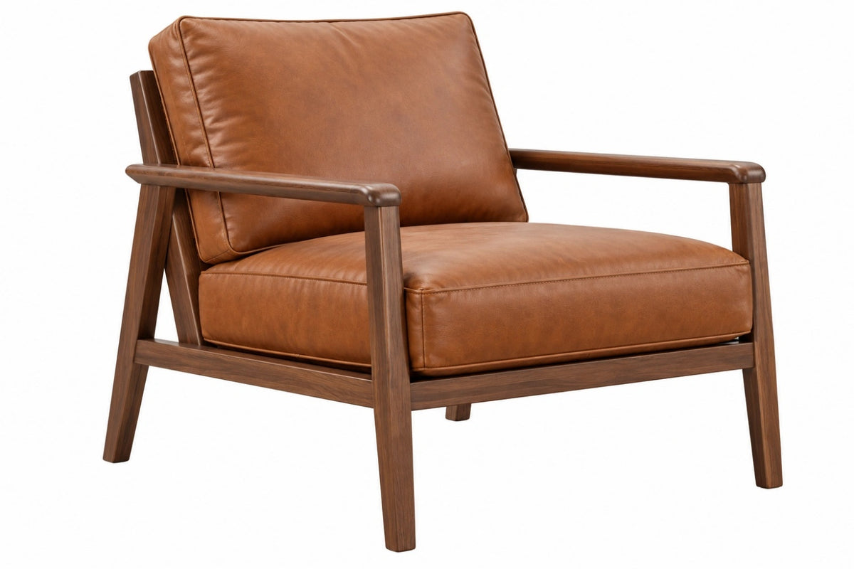 Poltrona 78 x 82 x 86 cm in similpelle marrone con struttura in legno stile moderno