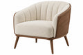 Poltrona 78 x 75 x 77 cm in tessuto bouclé avorio e legno noce - stile moderno