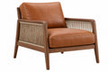 Poltrona 78 x 80 x 82 cm in legno marrone con rivestimento effetto pelle e corda intrecciata stile moderno