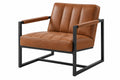 Poltrona 75 x 80 x 85 cm in rivestimento effetto pelle marrone con struttura in metallo nero stile industriale