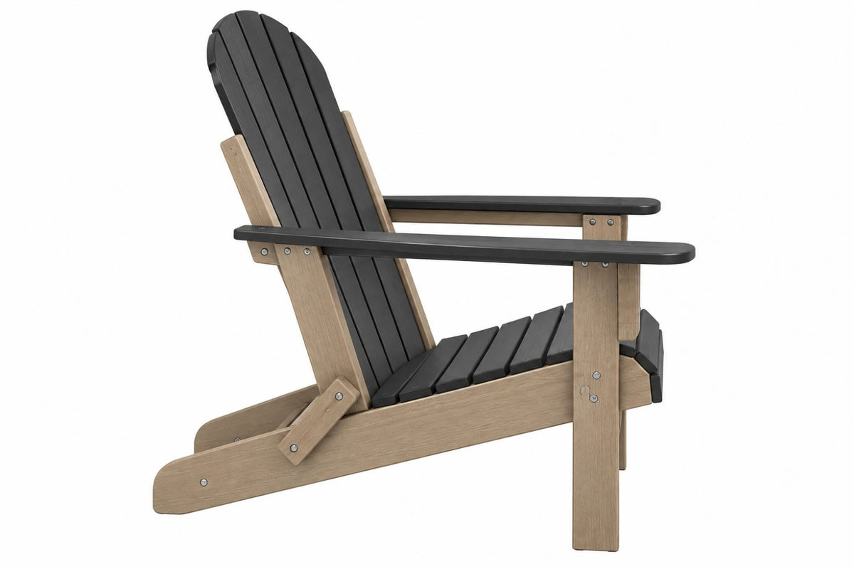 Sedia Adirondack da esterno 80 x 92 x 98 cm in legno marrone e nero con braccioli