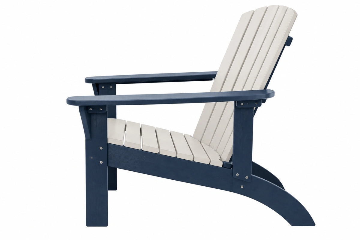 Sedia Adirondack 80 x 88 x 100 cm in materiale sintetico blu navy e bianco per esterno