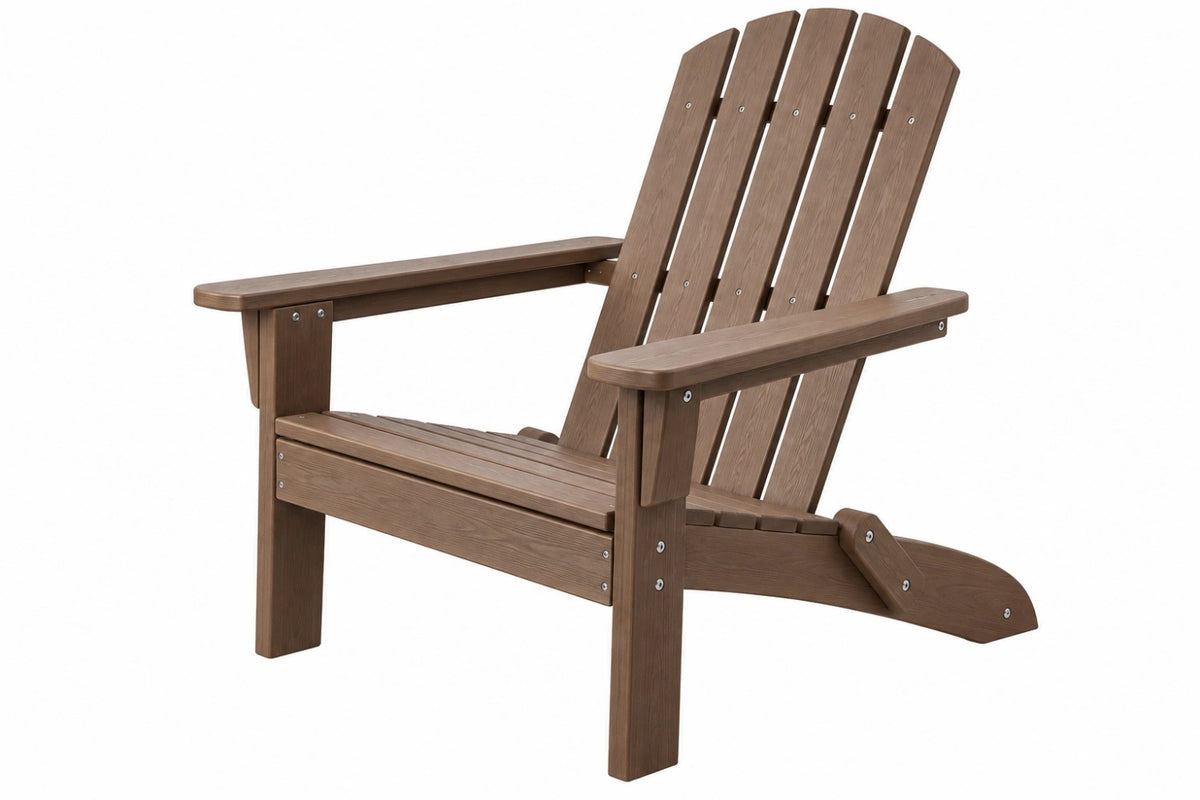 Sedia Adirondack da giardino 79 x 91 x 100 cm in plastica marrone effetto legno con braccioli