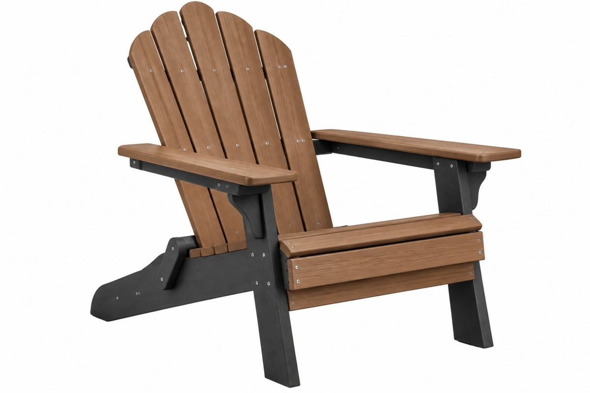 Poltrona Adirondack 80 x 90 x 95 cm in legno marrone con struttura nera da esterno