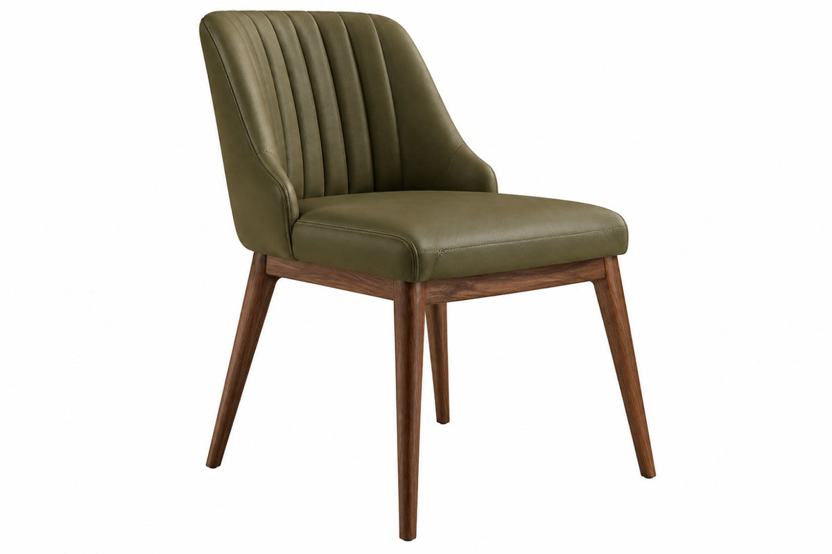 Sedia da pranzo 60 x 63 x 82 cm in similpelle verde con gambe in legno stile moderno
