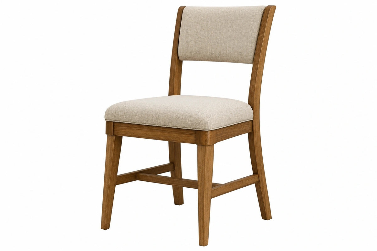 Sedia da pranzo 50 x 58 x 95 cm in legno marrone con rivestimento in tessuto beige stile moderno