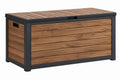 Cassapanca da esterno 120 x 60 x 65 cm in metallo e finitura effetto legno marrone - contenitore con coperchio