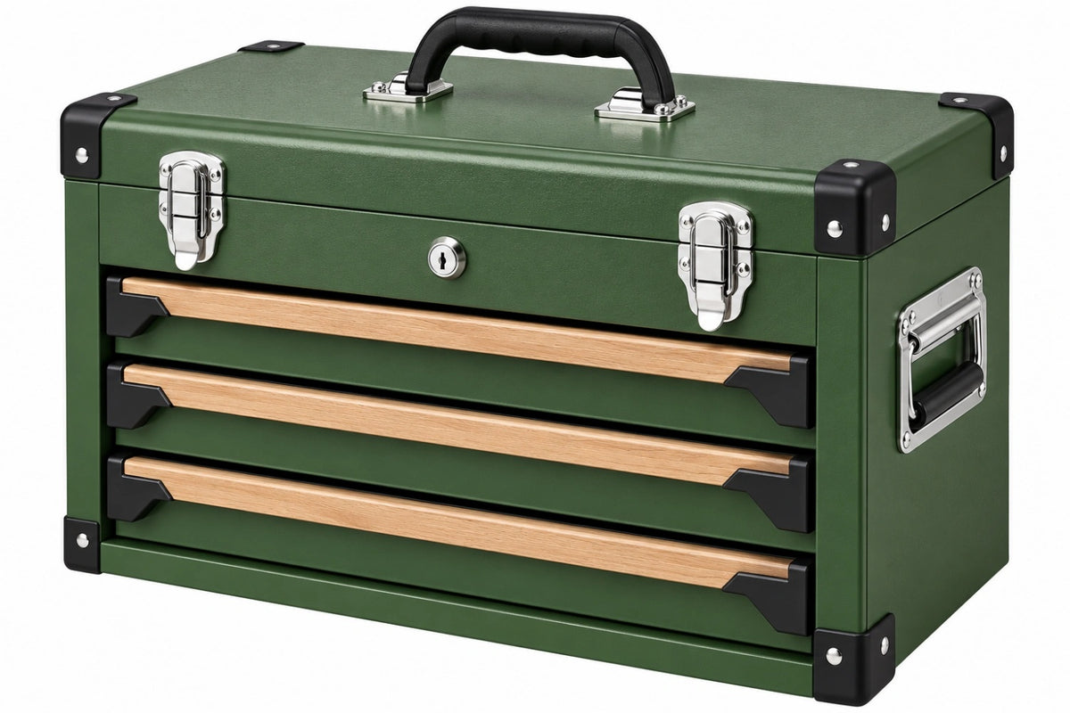 Cassettiera portautensili 60 x 30 x 40 cm in metallo verde con 4 cassetti - portatile con serratura